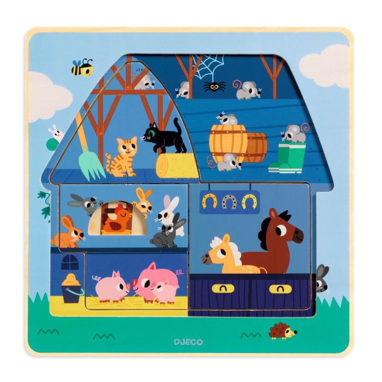  Djeco_chez moo_puzzle_kirakó_játék_montessori_készségfejlesztő_kicsiknek_babáknak