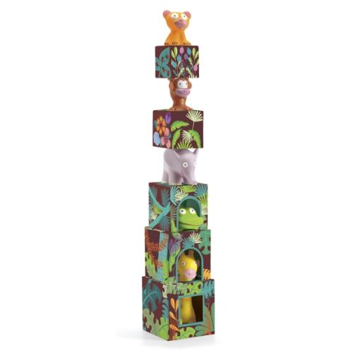 Djeco_Toronyépítő_maxi_topanijungle_kocka_szavanna állatok_jaték_montessori_Készségfejlesztő_gyerekeknek_babáknak