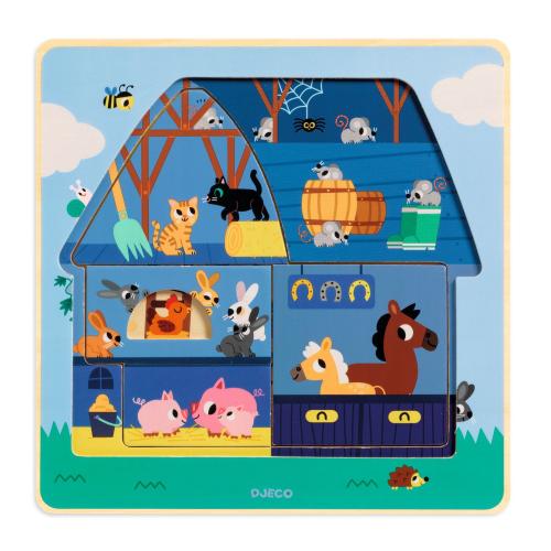  Djeco_chez moo_puzzle_kirakó_játék_montessori_készségfejlesztő_kicsiknek_babáknak